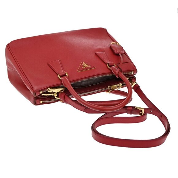 PRADA Logo Saffiano 2Way Shoulder Hand Bag Leather Red GHW - Picture 5 of 16